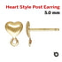 1 Pair, 14k Gold Filled Heart-Shape Post Earring w/Ring, 5.0 mm, (GF-768)
